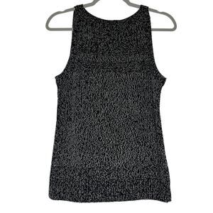 Loft Sweater Sleeveless Tank Top Size S Black White Marled 100% Cotton Cottage